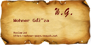Wohner Géza névjegykártya