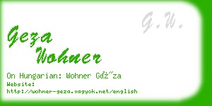 geza wohner business card